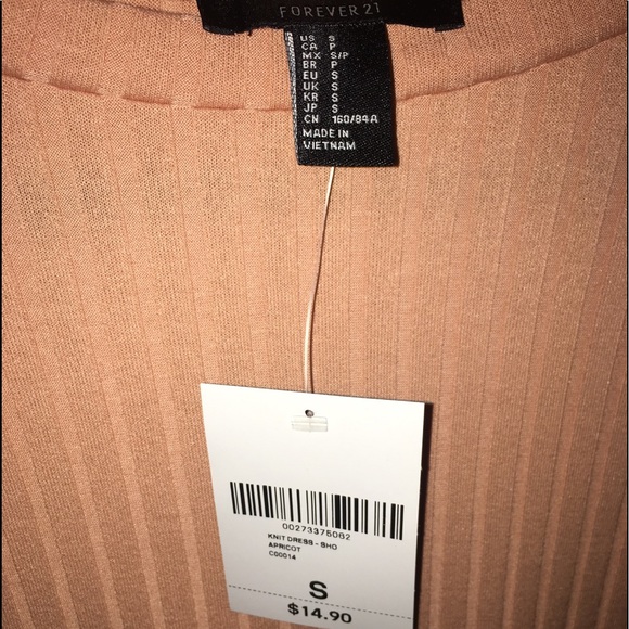 Apricot Ribbed Knit T-shirt Dress - Picture 2 of 2